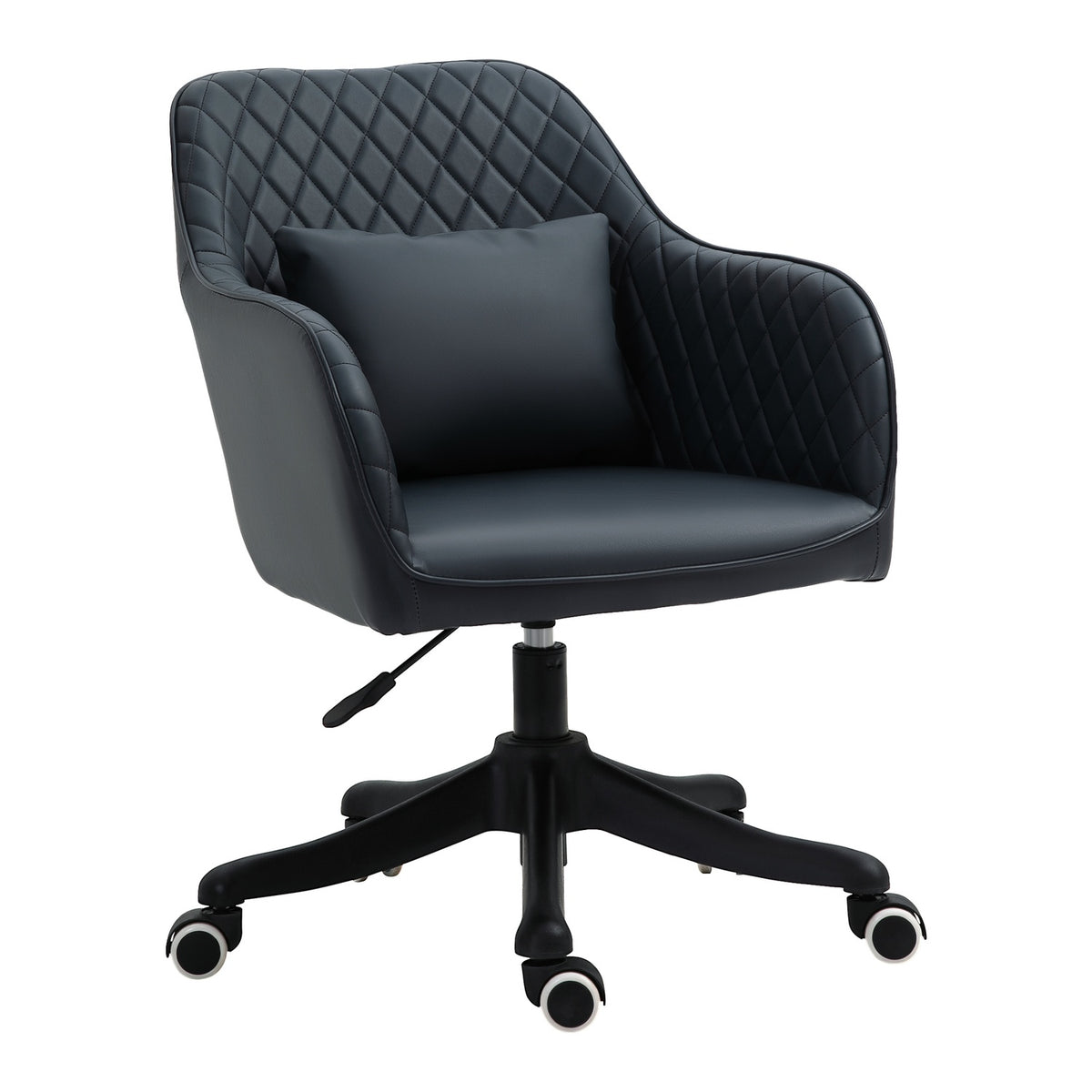 Office Chair With Massage Desk Chair, Vibration Function, Lumbar Cushion, Pu, Anthracite Gray, 55X65X78-86Cm