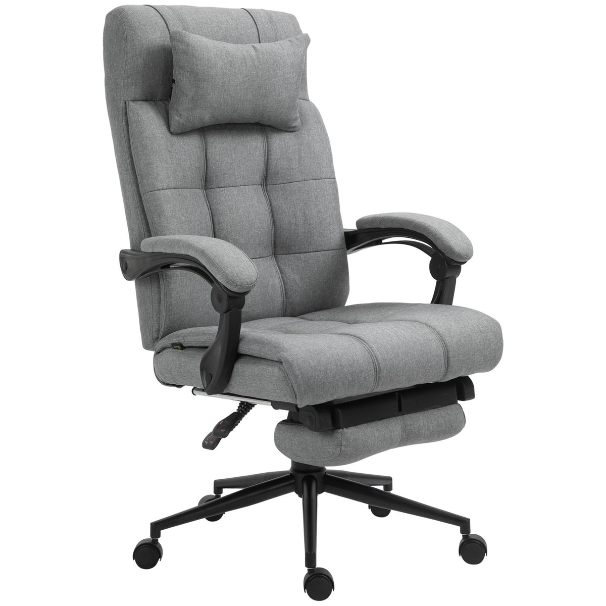 Office Chair With Pillow Armrest Desk Chair With Tilt Angle Height-Adjustable Swivel Chair With Footrest Linen 66 X 70 X 116-124 Cm