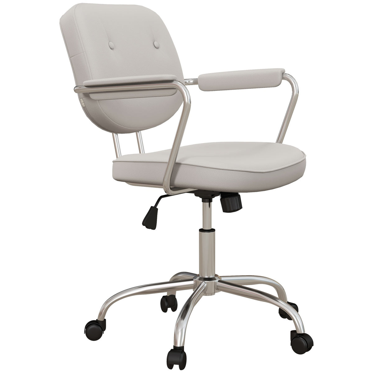 Office Chair With Rocker Function, Desk Chair With Faux Leather Look, Wheels, 82-92 Cm Height-Adjustable Swivel Chair, Load Capacity Up To 120 Kg, Beige