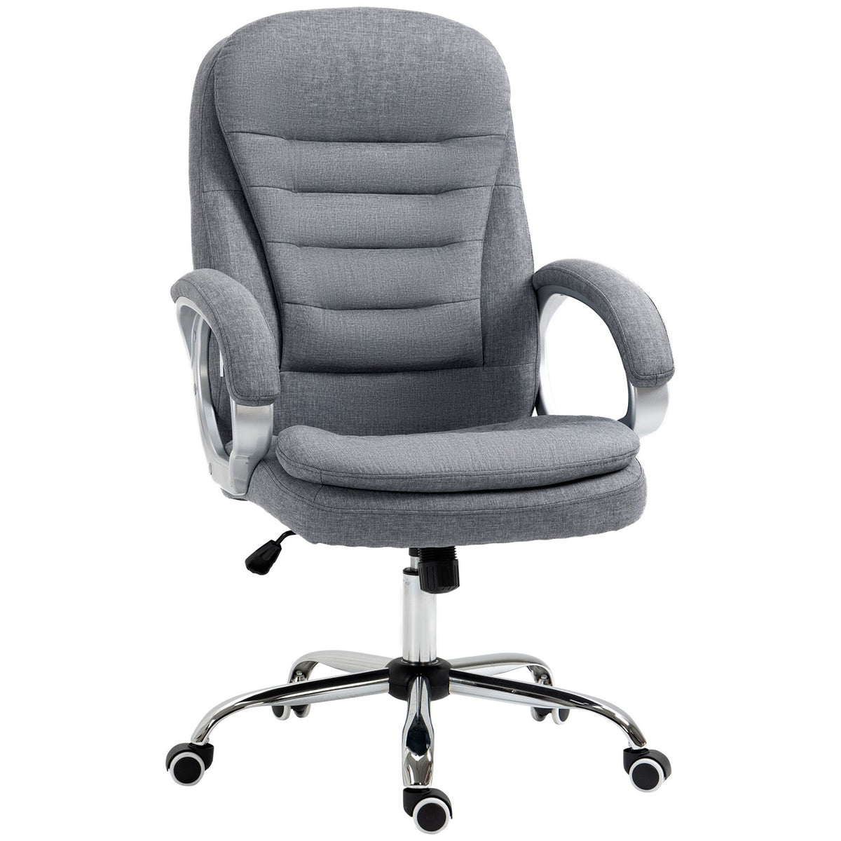 Office Chair Work Chair With 360° Rotation, Ergonomic, Rocker Function, Height Adjustable, Gray Linen, 64X75X111-121 Cm
