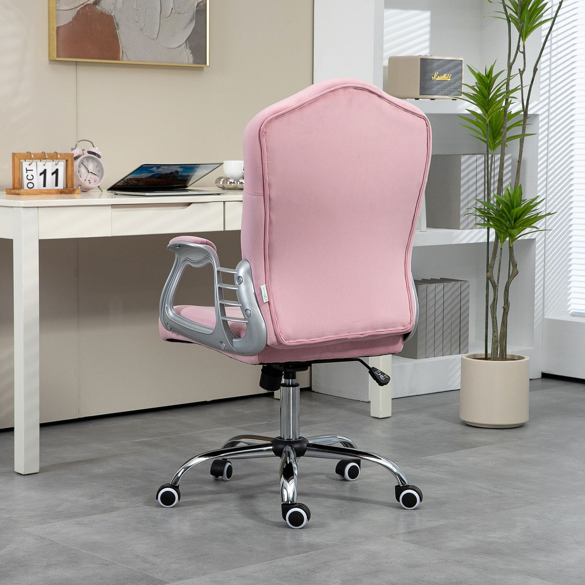 Office Chair for Women, Ergonomic Desk Chair with Rocker Function, Height Adjustable, Load Capacity 120kg, Pink