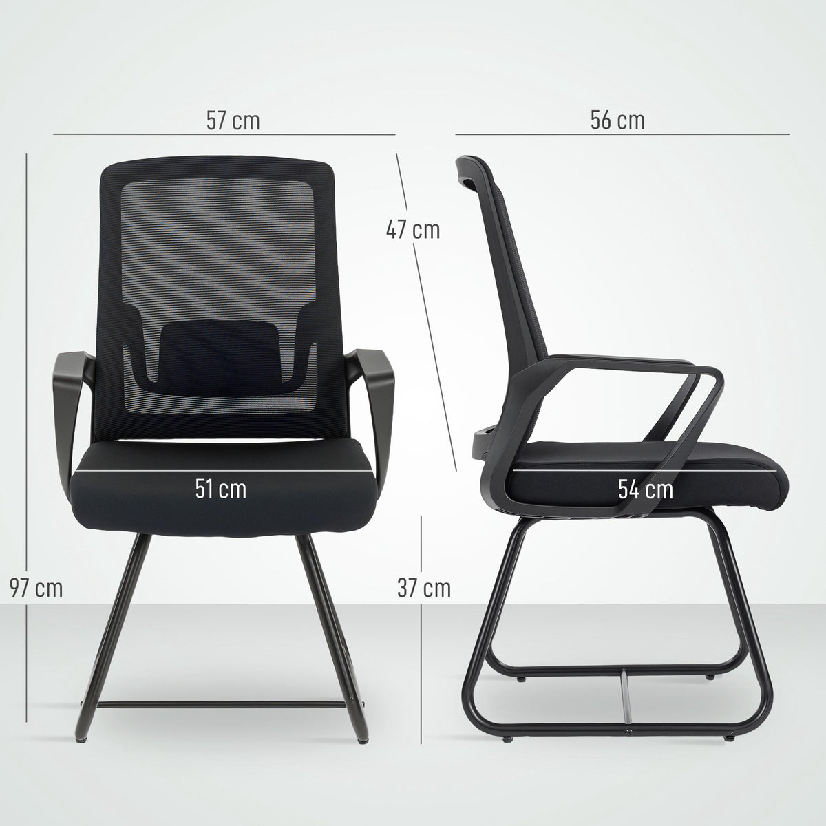 Office Chair with Armrests, Lumbar Support, Black Mesh