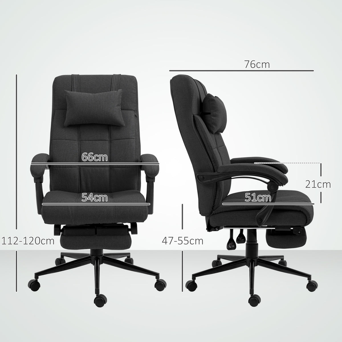 Office Chair with Footrest, Ergonomic Swivel Chair, Black