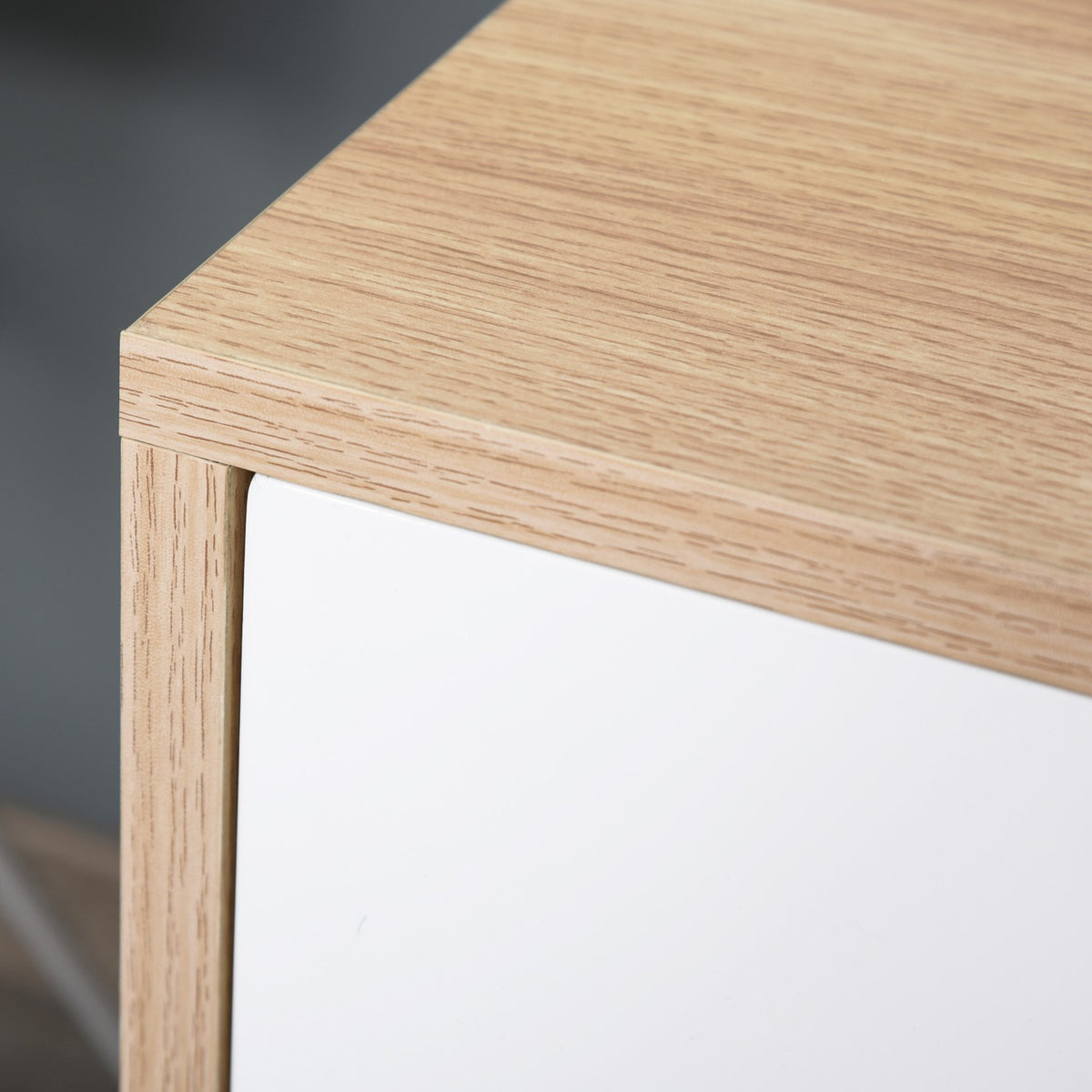 Office Container Filing Cabinet With 3 Drawers, Storage Of Files, E1 Chipboard, White + Natural, 55X45X65.5Cm