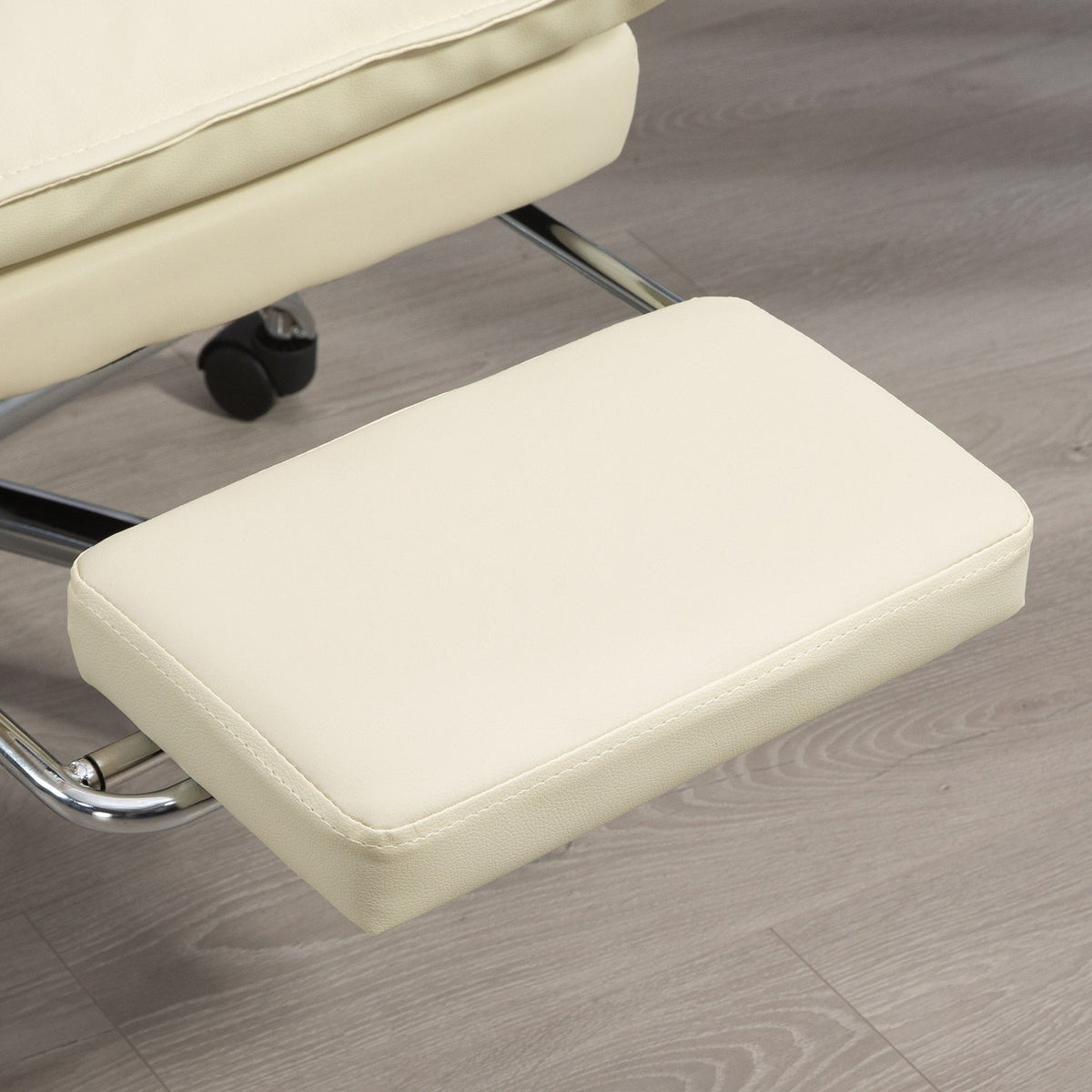 Office chair, 155° tiltable, height-adjustable desk chair with reclining function, footrest, ergonomic swivel chair, beige