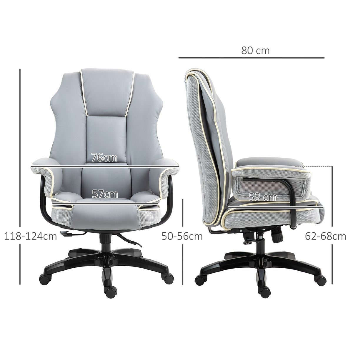 Office chair backrest adjustable, 150°, ergonomic desk chair with reclining function, height adjustable, light gray