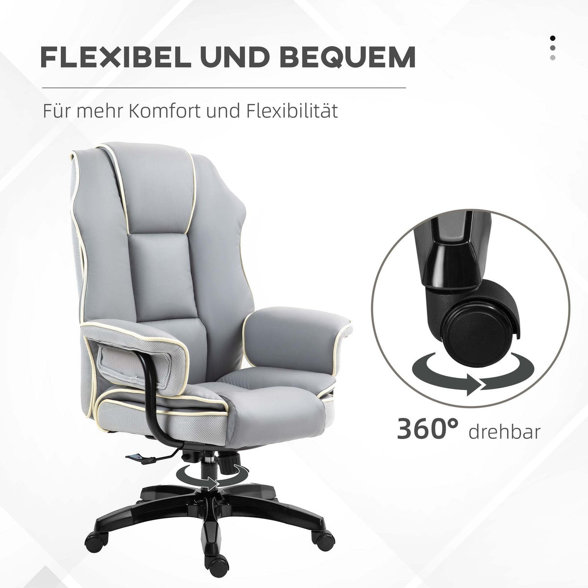 Office chair backrest adjustable, 150°, ergonomic desk chair with reclining function, height adjustable, light gray