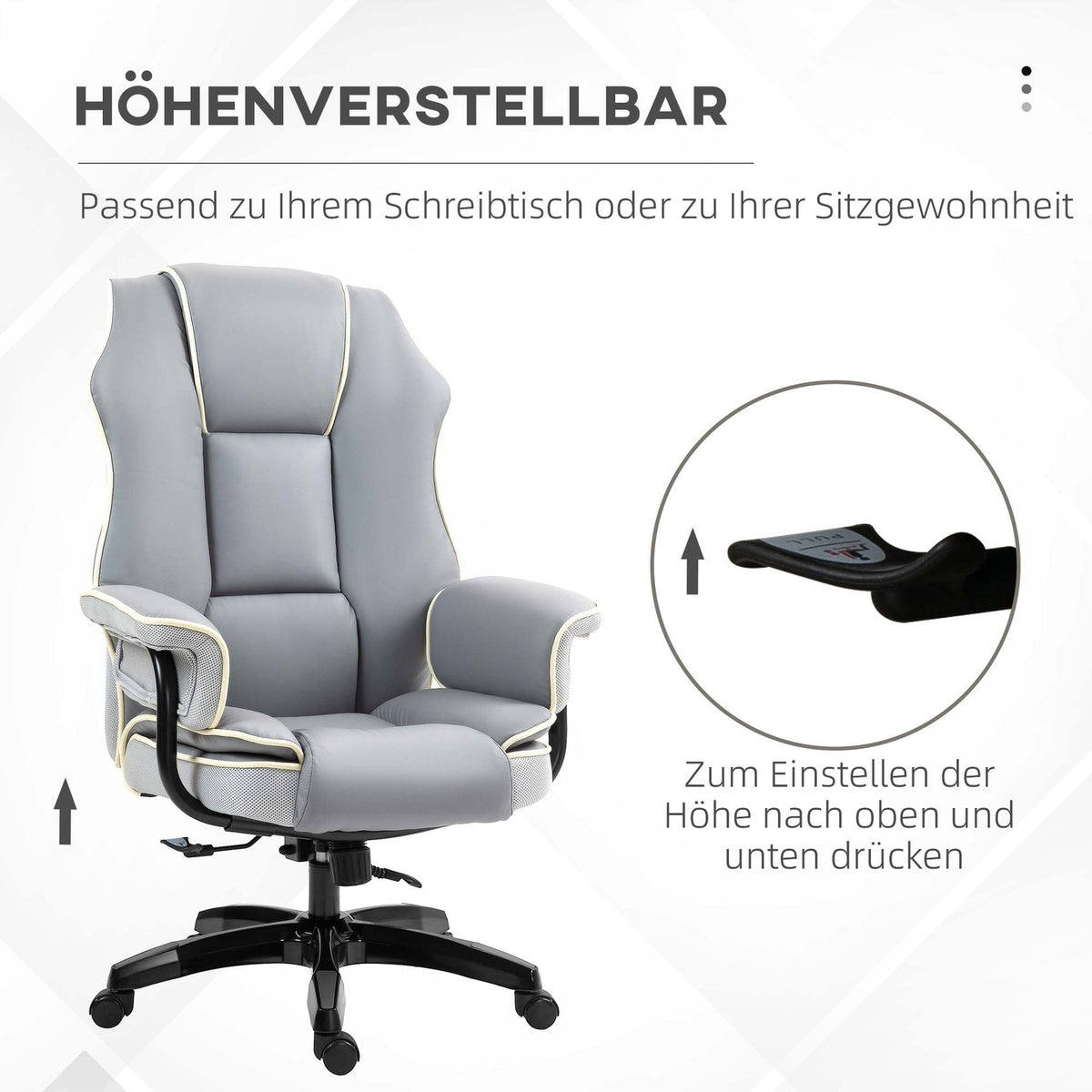 Office chair backrest adjustable, 150°, ergonomic desk chair with reclining function, height adjustable, light gray