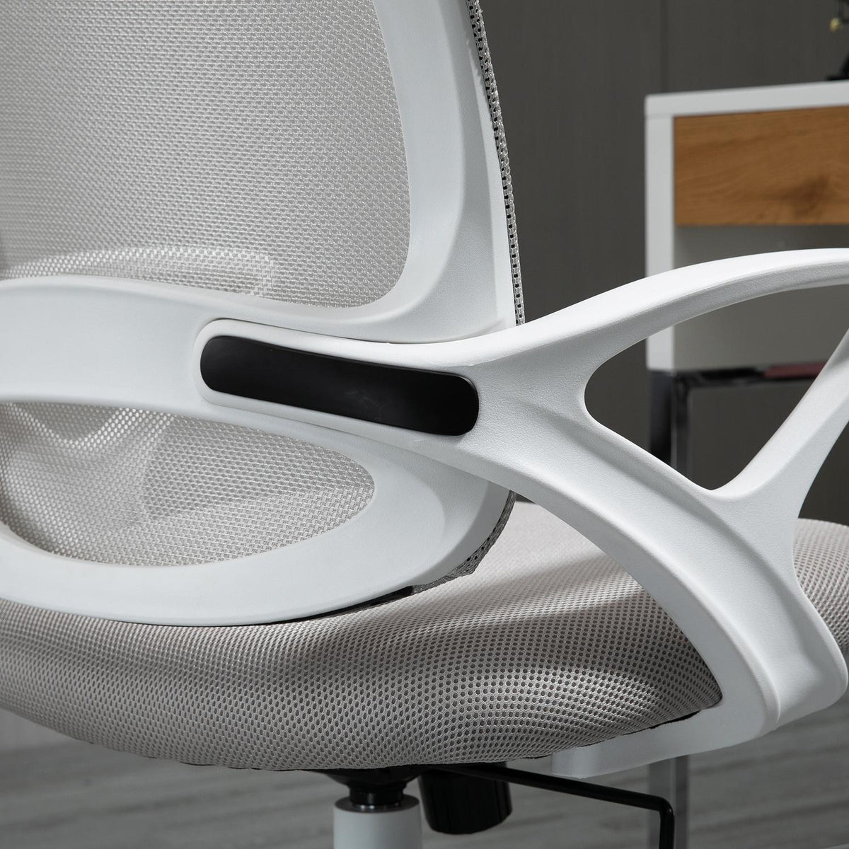Office chair, desk chair with wheels, ergonomic, height-adjustable, grey