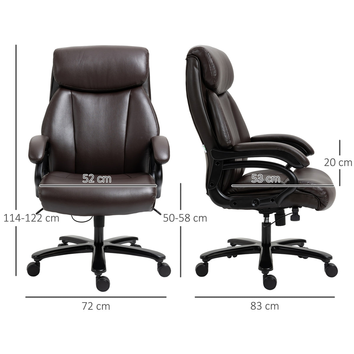 Office chair, executive chair, gaming chair, ergonomically height-adjustable with rocker function, thick padding, load capacity up to 180 kg