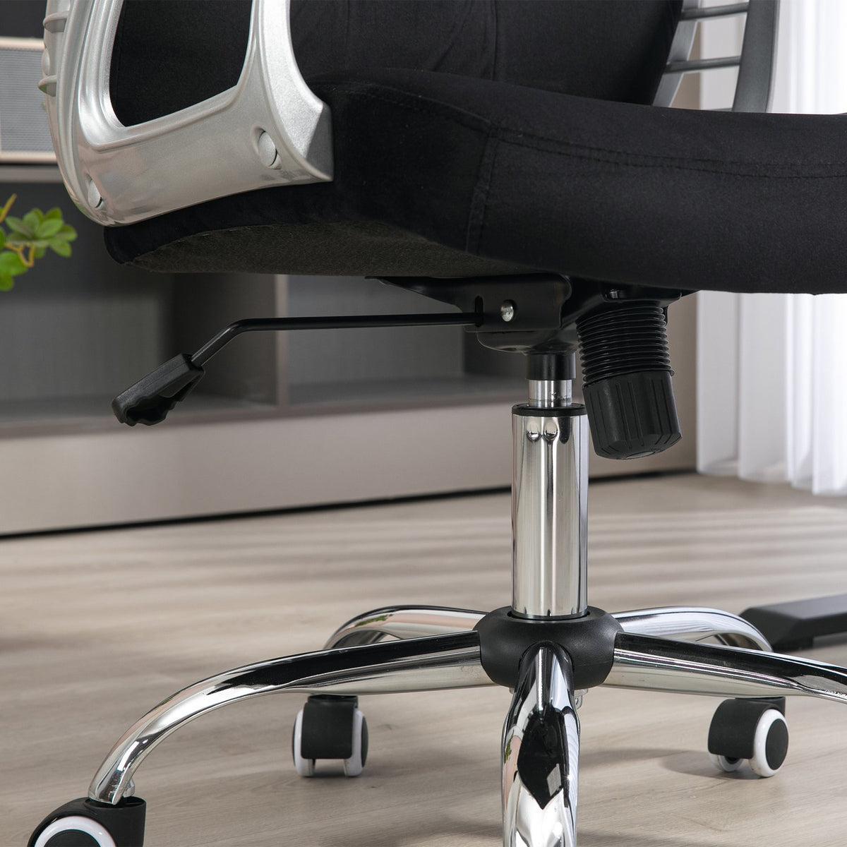 Office chair faux leather, 104-114H cm, ergonomic desk chair with rocker function, height adjustable, load capacity 120kg, black