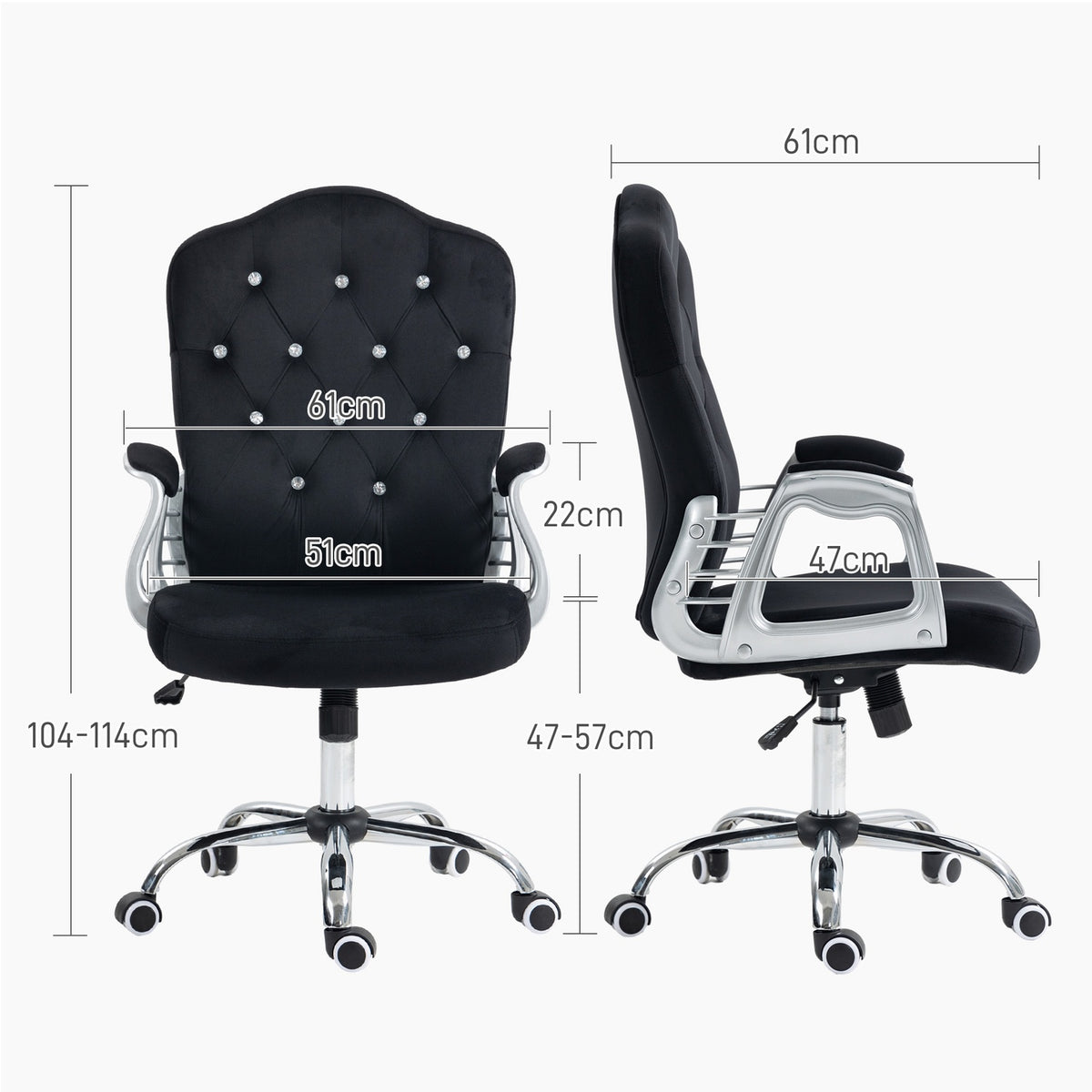 Office chair faux leather, 104-114H cm, ergonomic desk chair with rocker function, height adjustable, load capacity 120kg, black