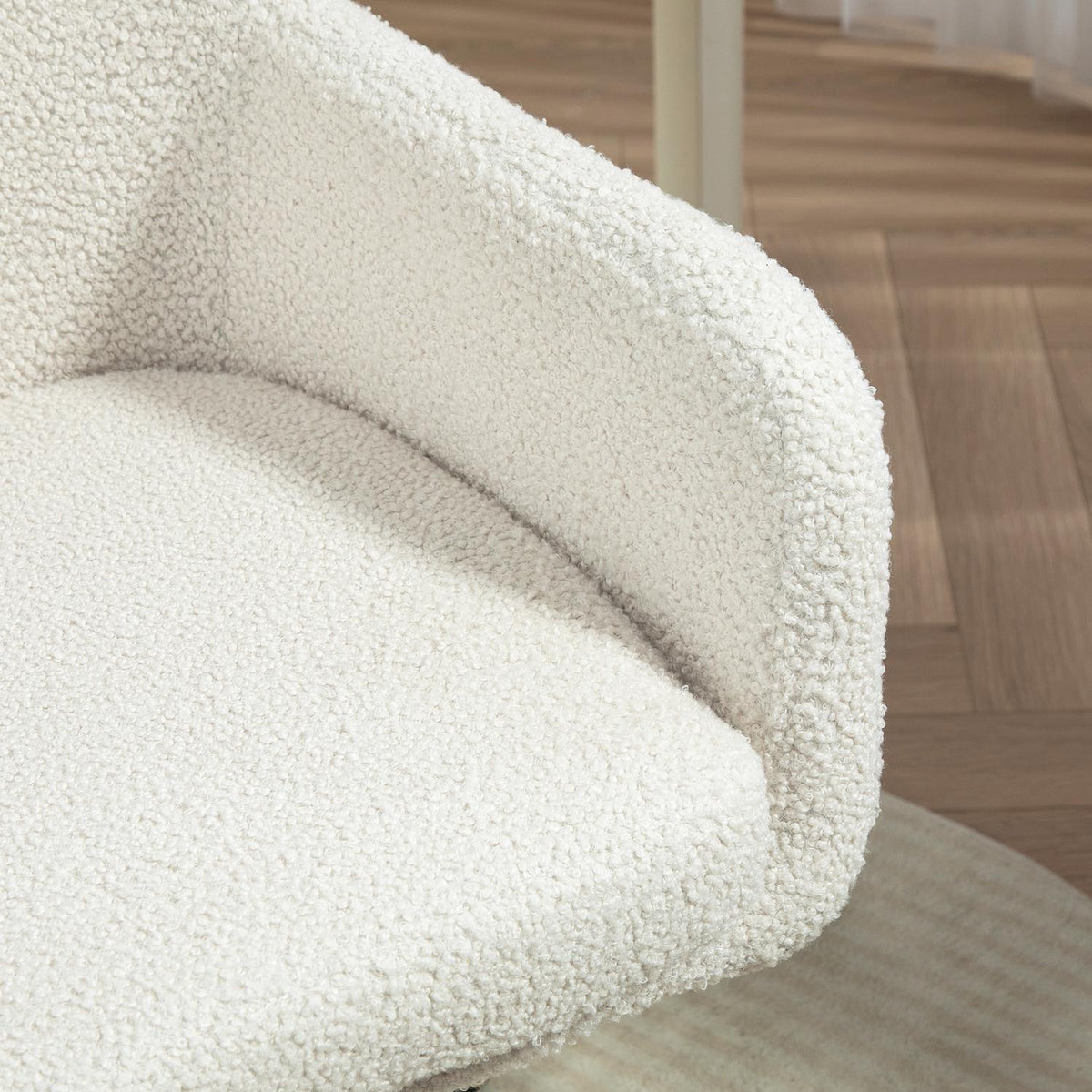 Office chair, height-adjustable desk chair, relaxation chair with steel frame, swivel chair with velvet look, for office, study, cream white
