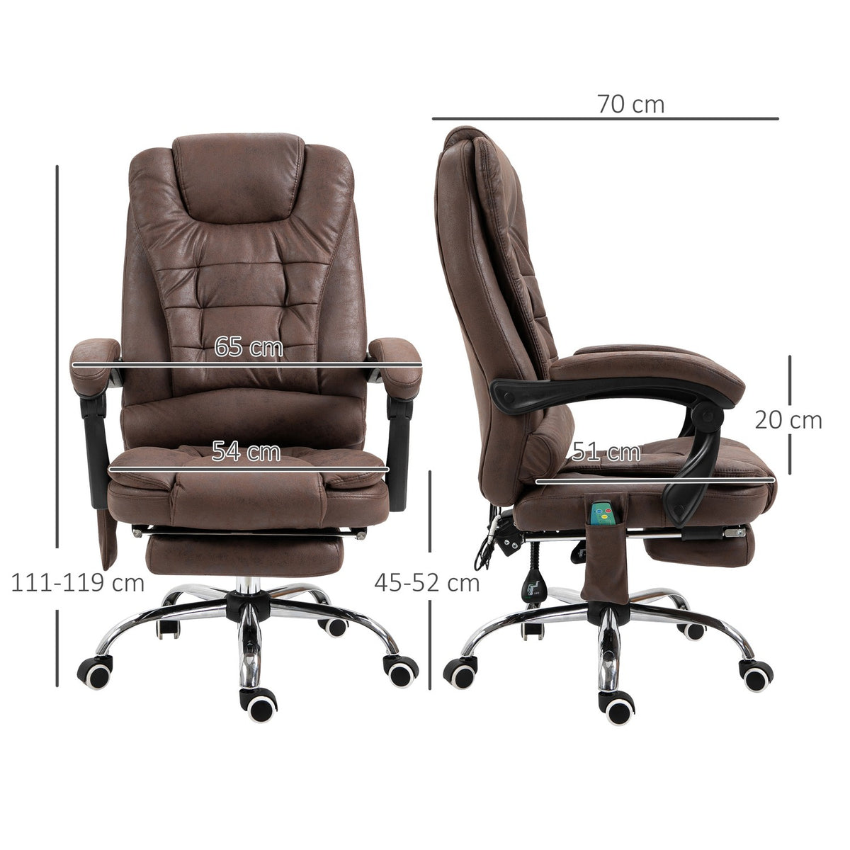Office chair with massage function, ergonomic desk chair with reclining and warming function, height-adjustable computer chair with footrest