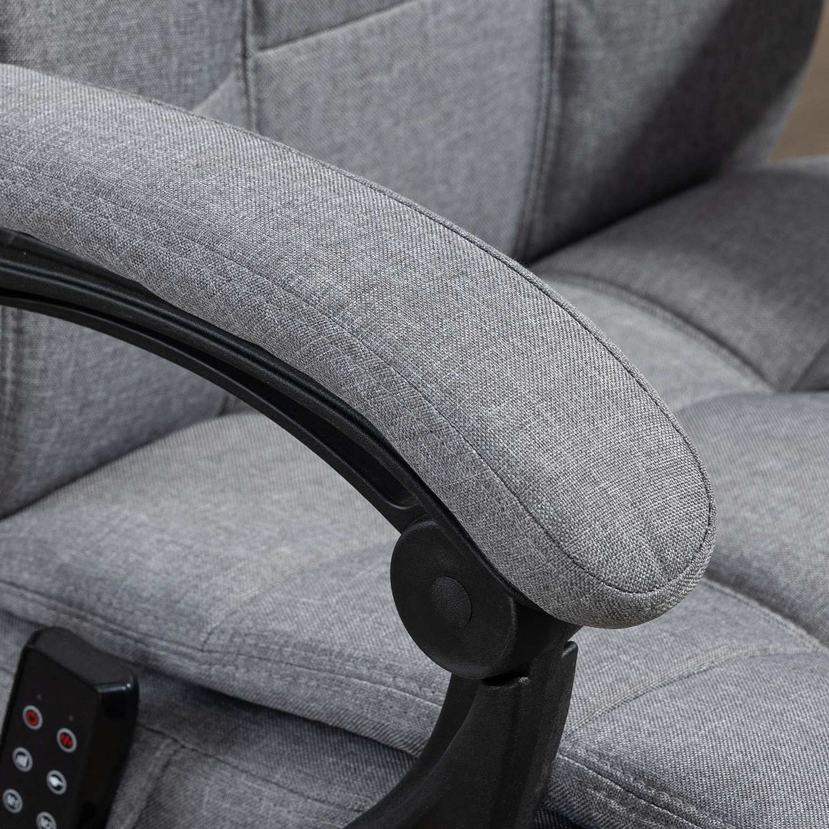 Office chair with massage function, ergonomic, height adjustable, lumbar heating, footrest, headrest, polyester, 66x76x112-120cm, gray
