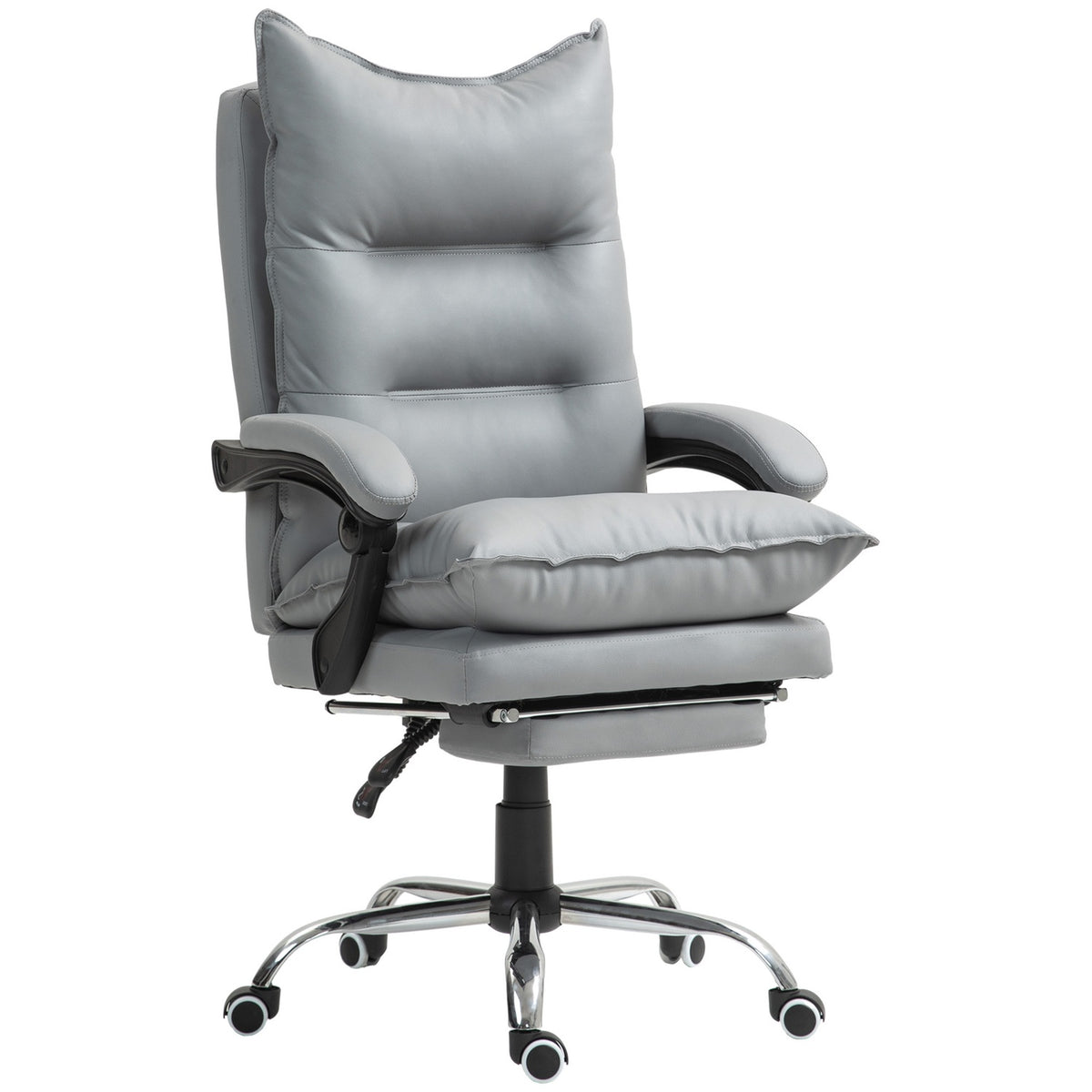 Office chair with reclining function, ergonomic desk chair, height-adjustable swivel chair with footrest, padded, can hold up to 135 kg, for office, study, light gray