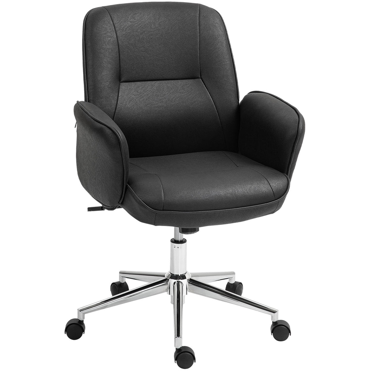 Office chair with rocker function, desk chair, height-adjustable swivel chair, ergonomic work chair, modern, can hold up to 120 kg, microfibre, black, 67 x 69 x 92-102 cm