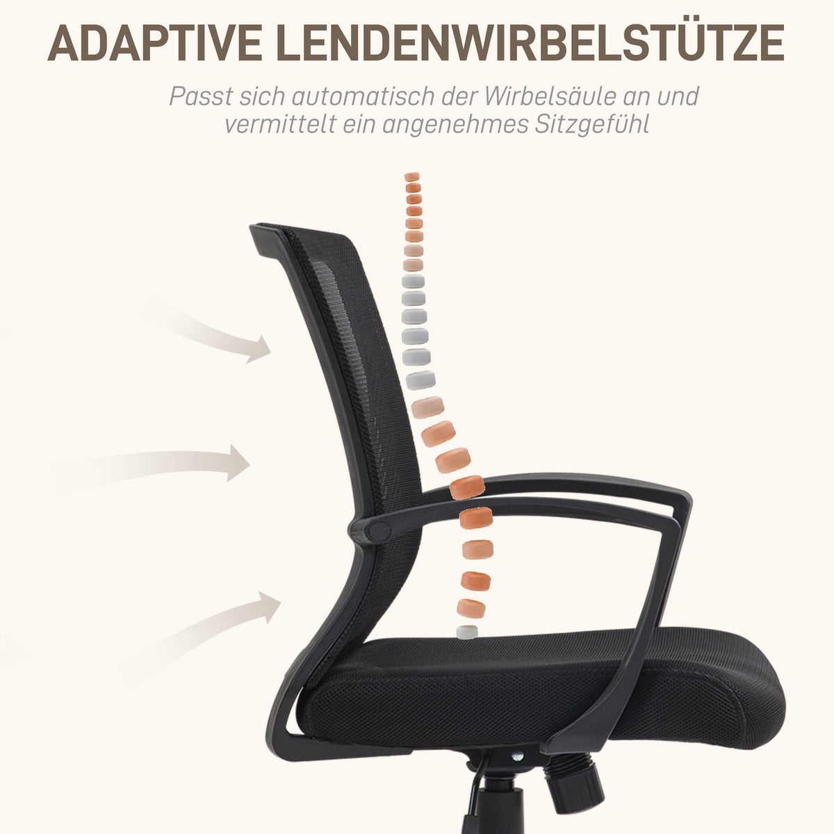 Office chair with tilt function, height-adjustable desk chair, swivel chair can hold up to 120 kg, for office, study, black