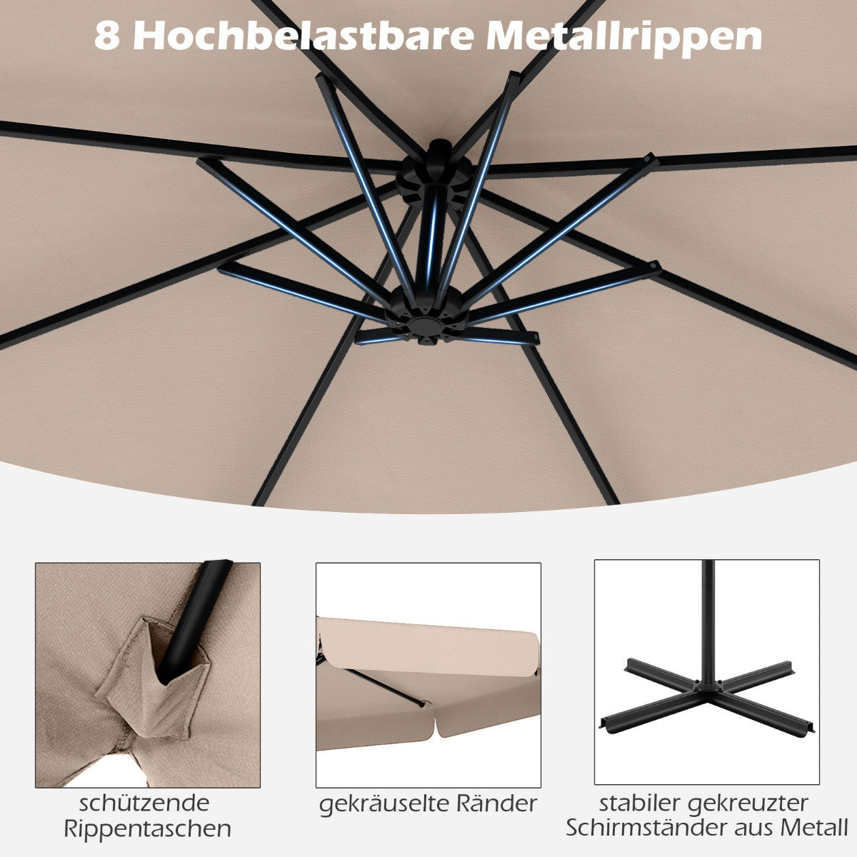 Offset Patio Umbrella 305 cm with Cover and Crank