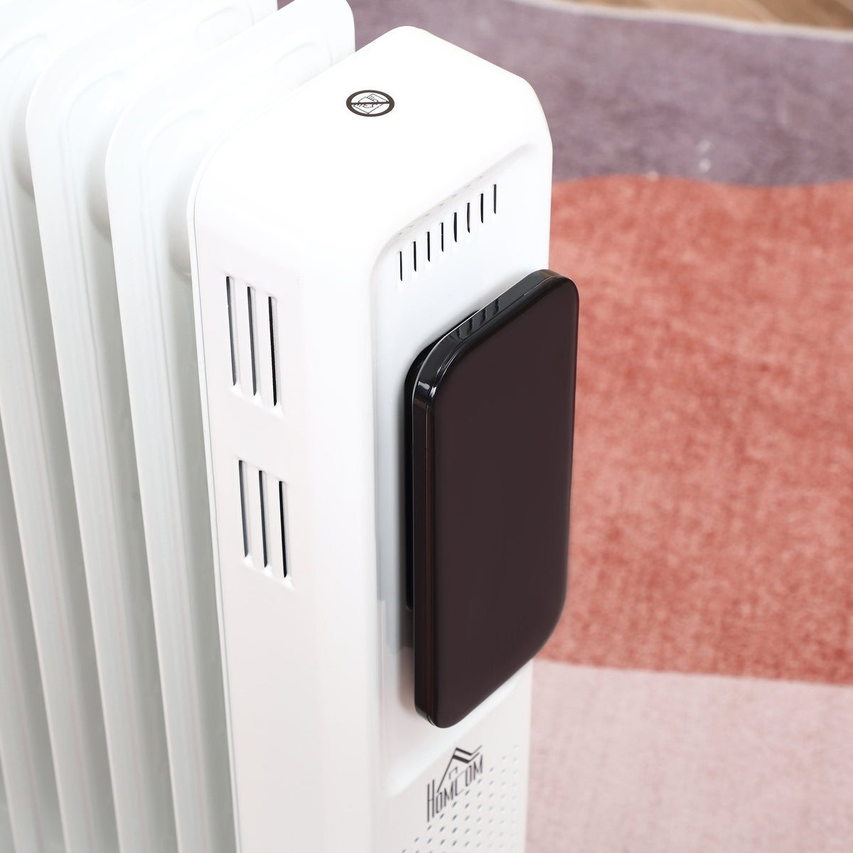 Oil Radiator Portable Electric Radiator 1830-2180W 3 Heating Levels 24-Hour Timing 9 Heating Plates With 4 Wheels White Steel 42.5 X 24 X 63 Cm