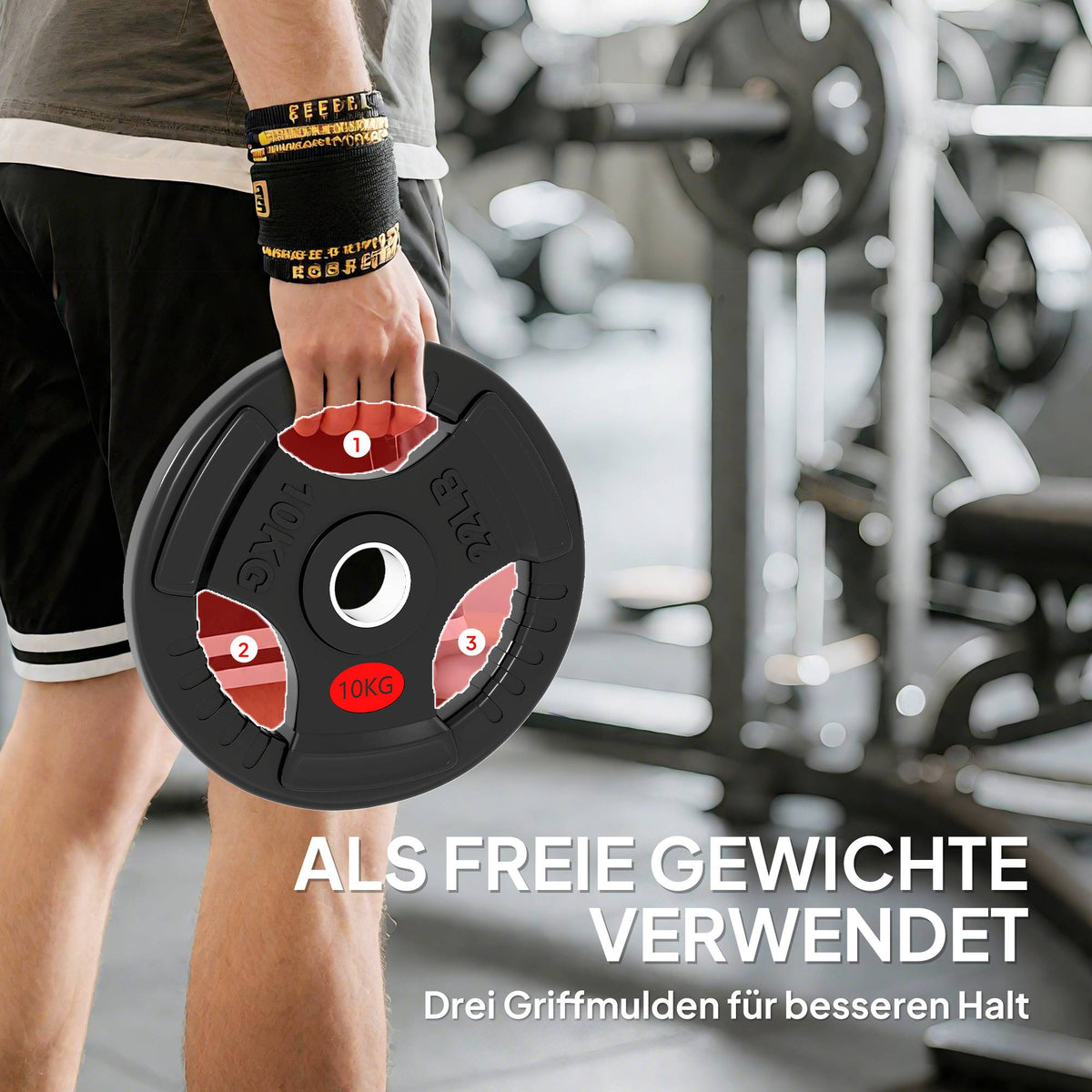 Olympic Weight Plates Set, 2 x 10 kg, 5 cm Hole, Black