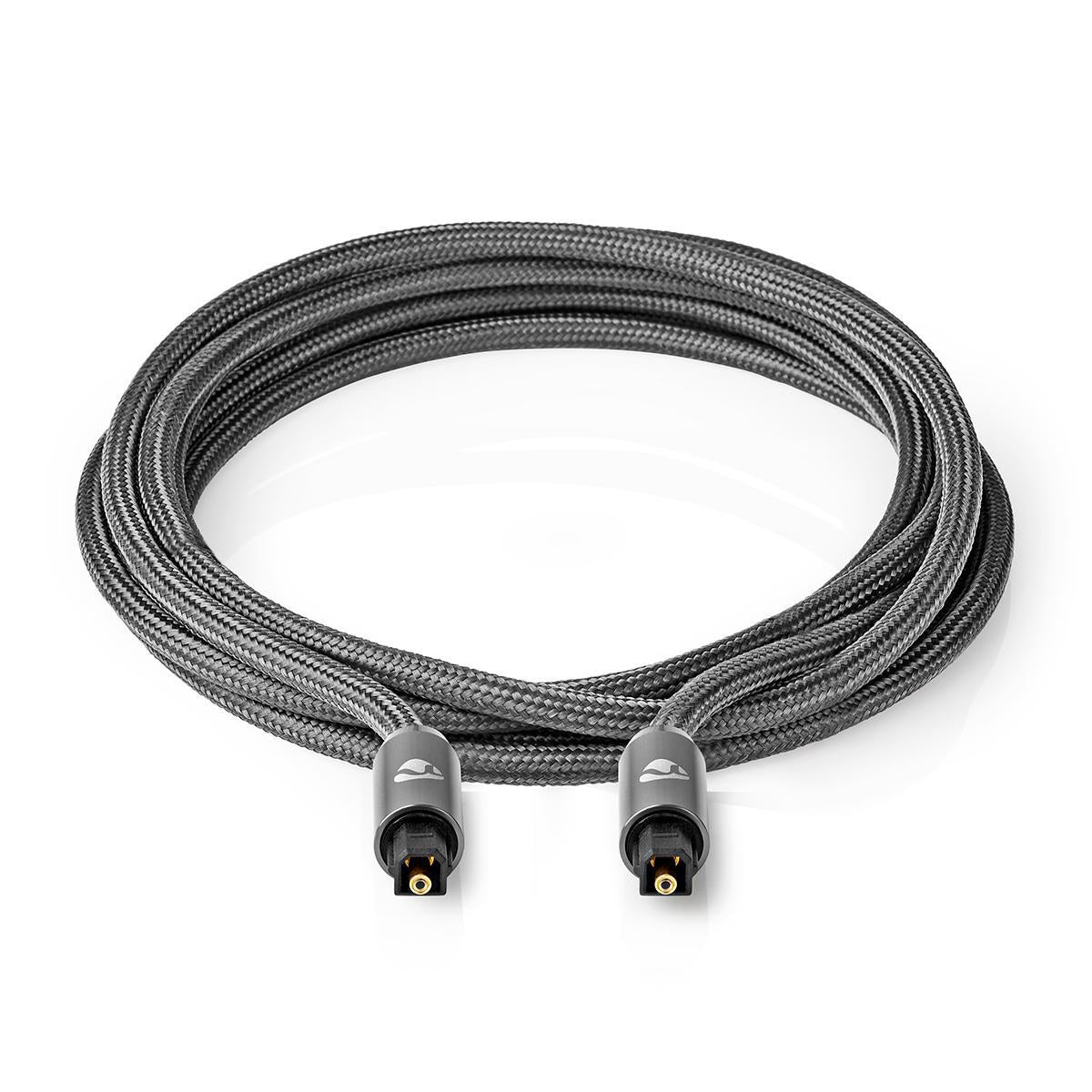 Optical audio cable | TosLink Male | TosLink Male | 3.00 m | Round | Cotton | Gray With Metal | Carton with covered window