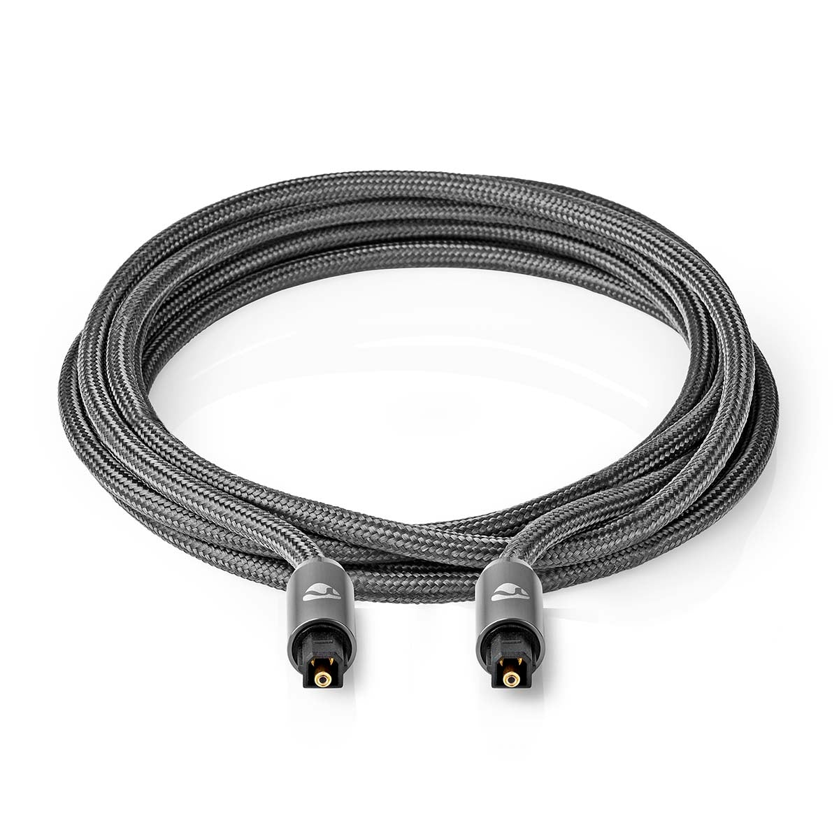 Optical audio cable | TosLink Male | TosLink Male | 5.00 m | Round | Braided | Gray With Metal | Carton with covered window