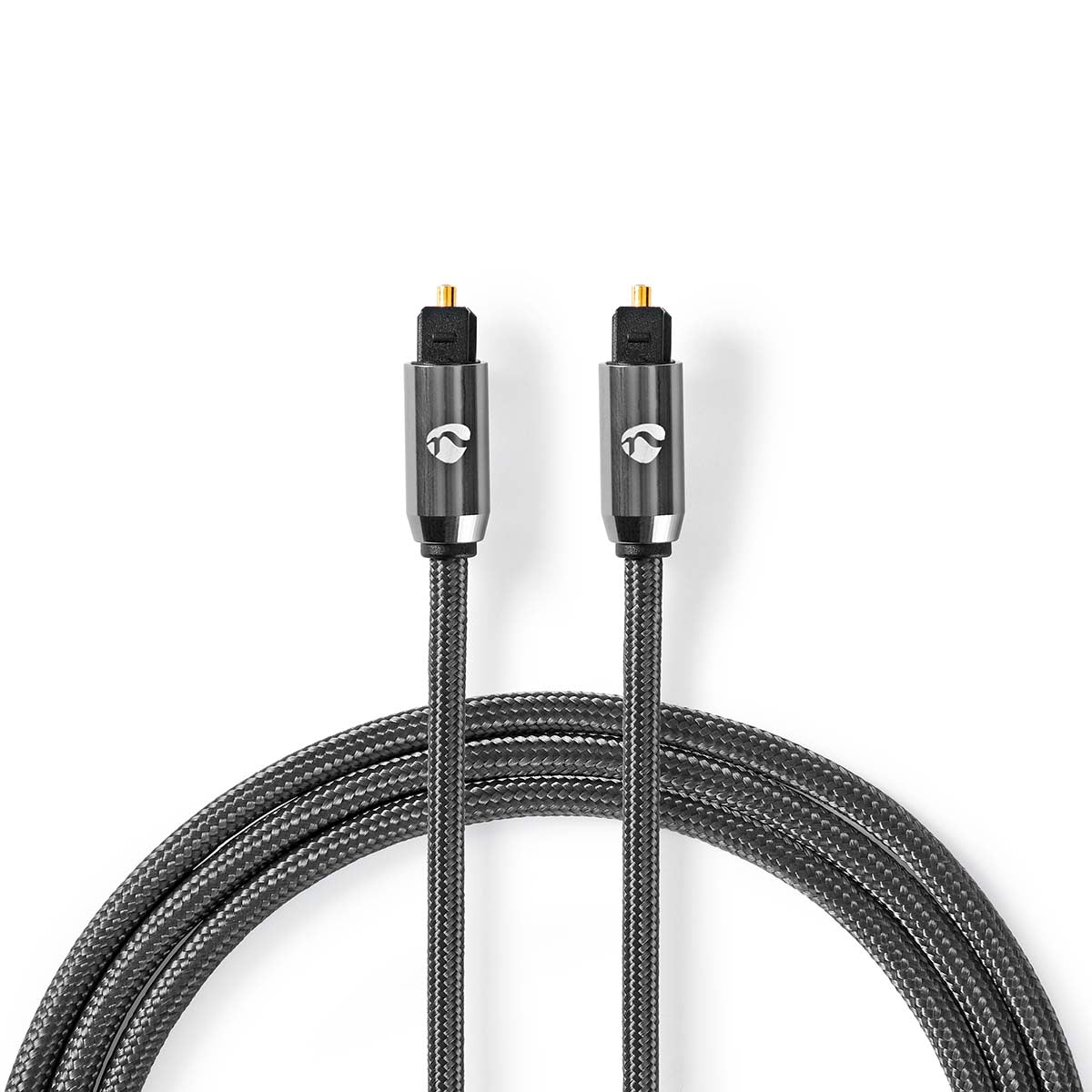 Optical audio cable | TosLink Male | TosLink Male | 5.00 m | Round | Braided | Gray With Metal | Carton with covered window