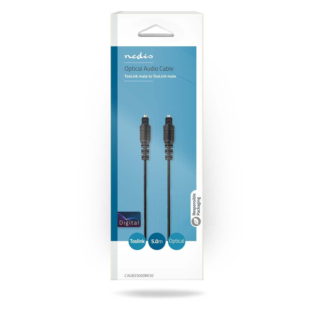 Optical audio cable | TosLink Male | TosLink Male | 5.00 m | Round | PVC | Black | Box
