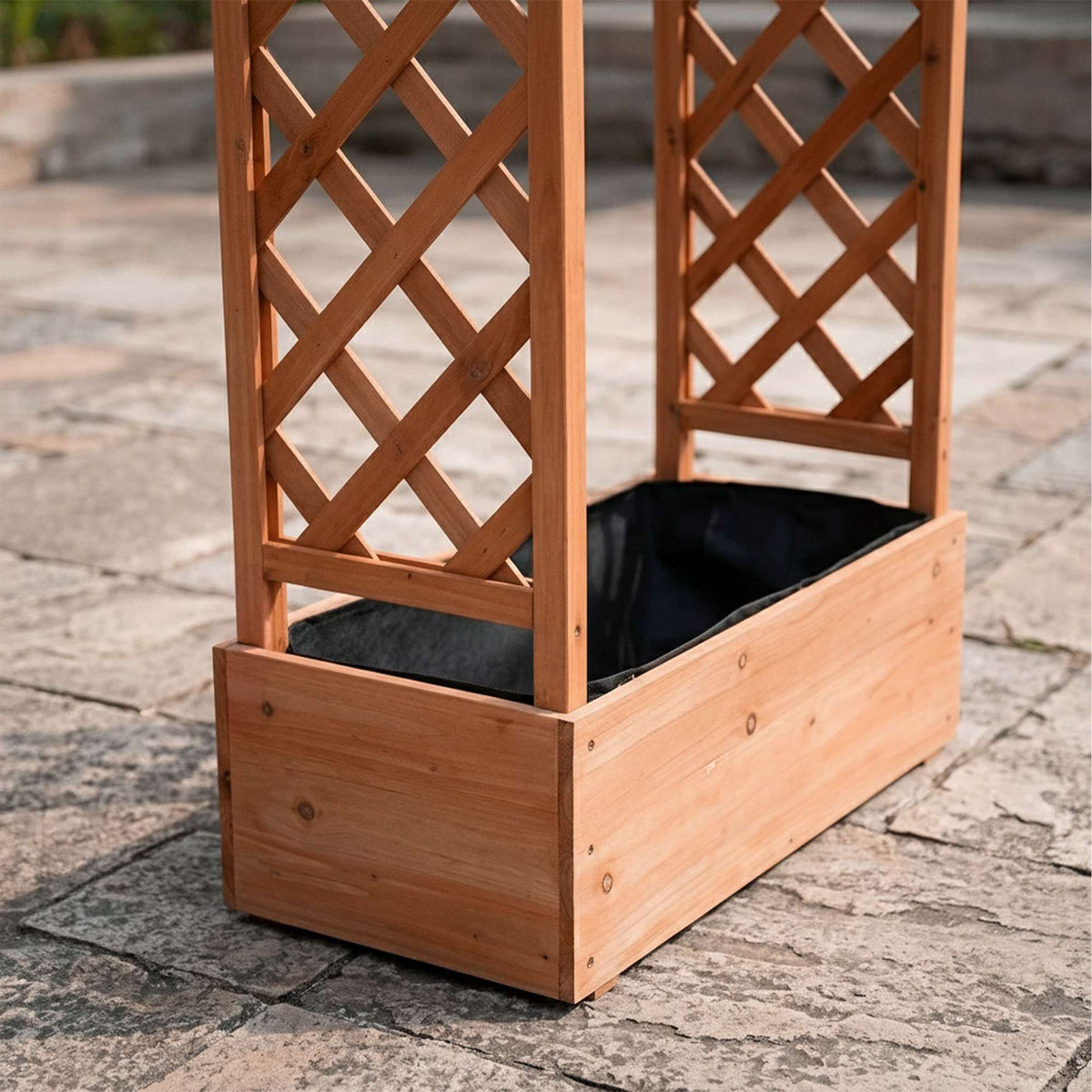 Orange Fir Planter with Trellis & Roof, Size M
