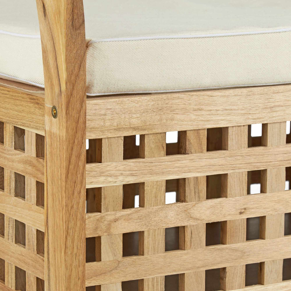 Ottoman Bench Walnut Storage Seat w/ Linen Cushion, Storage Bench 46.5x92.6x49cm