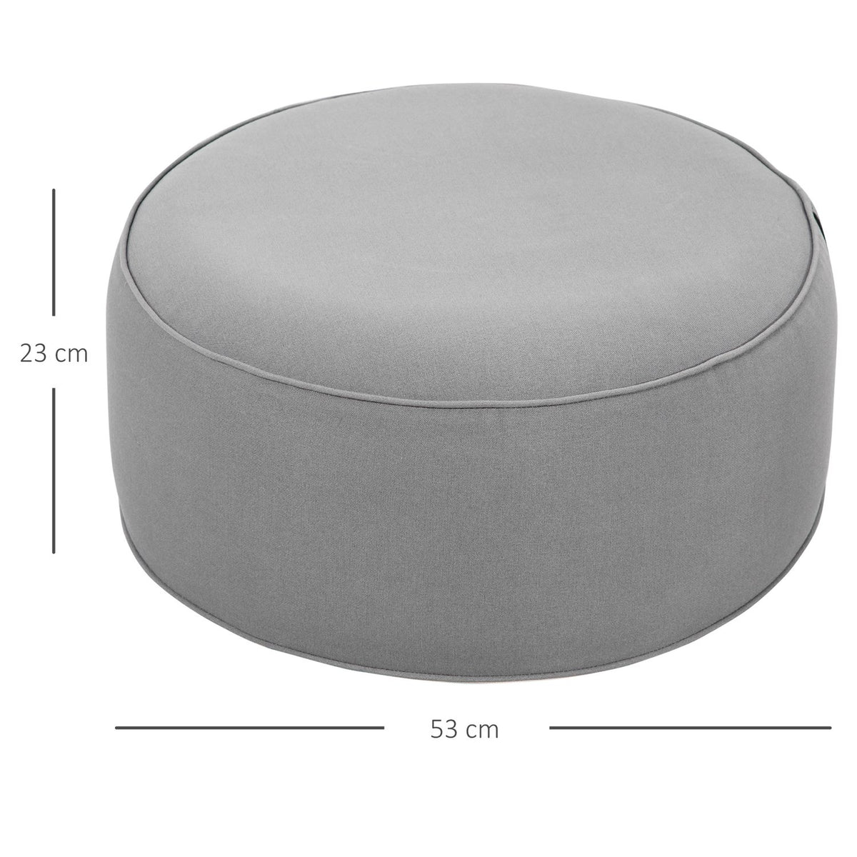 Ottoman, Inflatable Footstool, Footrest For Indoor And Outdoor Use, Load Capacity Up To 150 Kg, Polyester, Dark Gray, 53 X 53 X 23 Cm