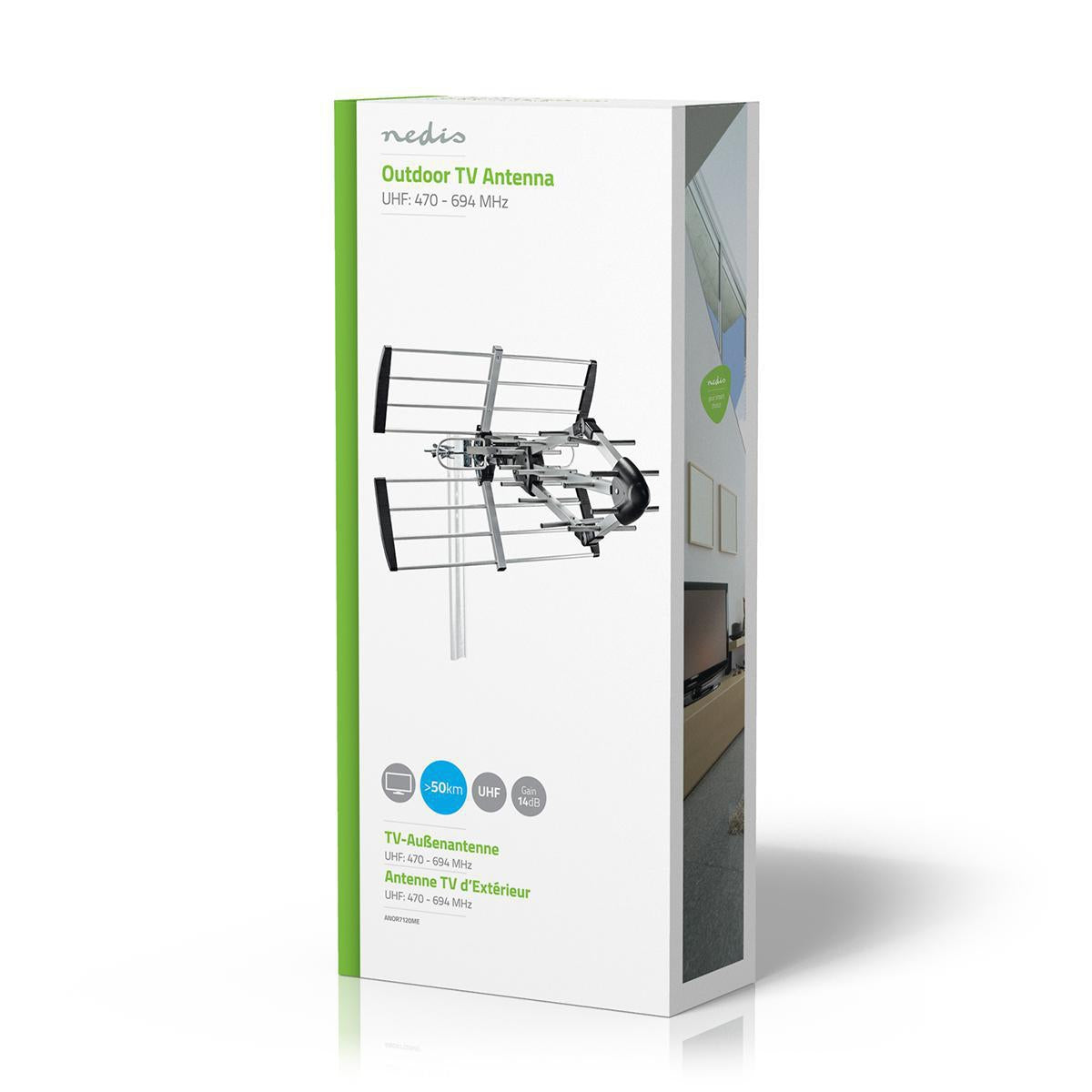 Outdoor Antenna | UHF | Reception range: ≥50 km | LTE700 | Gain: 14 dB | 75 Ohm | Antenna length: 841 mm | ABS / Aluminium