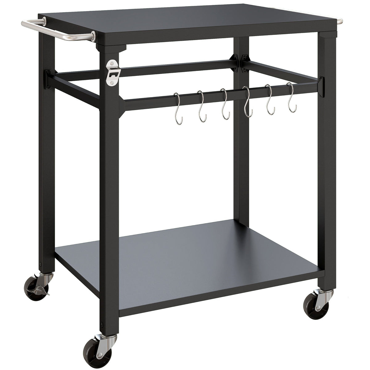 Outdoor BBQ Cart with Storage, Metal Surface, Black