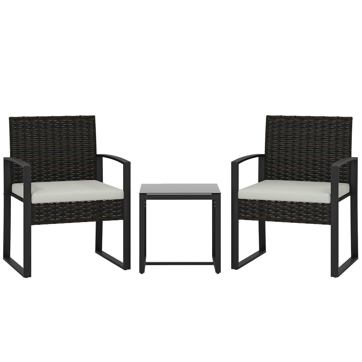Outdoor Balcony Furniture Set, Rattan, Cushioned, 3-Piece