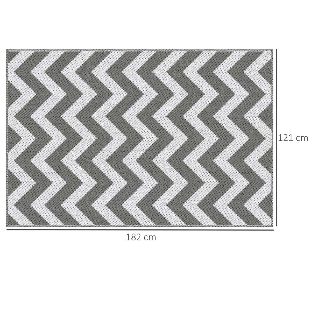 Outdoor Carpet Waterproof Plastic Carpet 121X182Cm, Light Gray + White, For Balcony