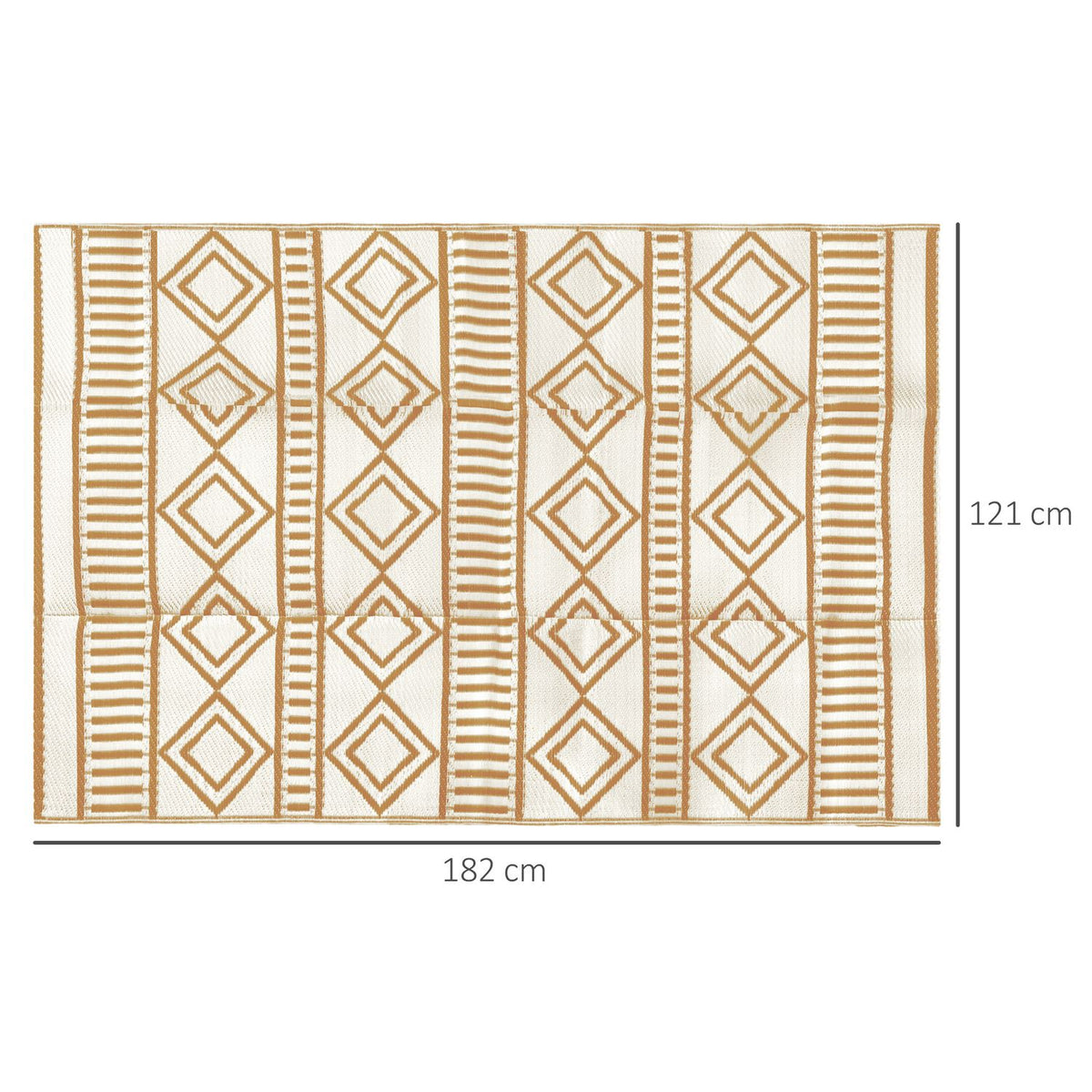 Outdoor Carpet Waterproof Plastic Carpet, Ideal For Garden & Camping, Coffee+White, 121X182Cm
