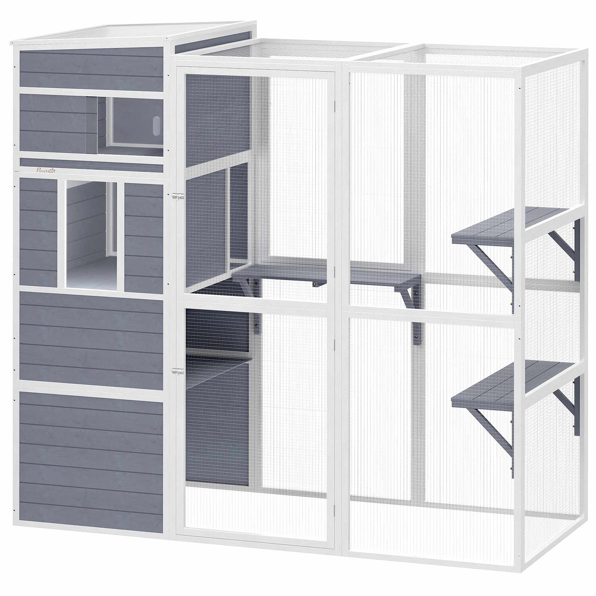 Outdoor Cat Enclosure with 3 Platforms, Weatherproof Roof