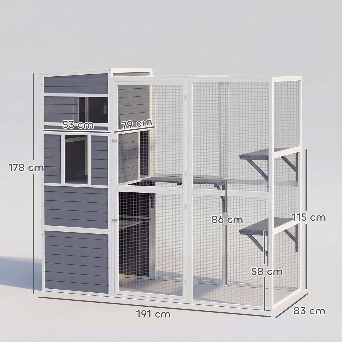 Outdoor Cat Enclosure with 3 Platforms, Weatherproof Roof