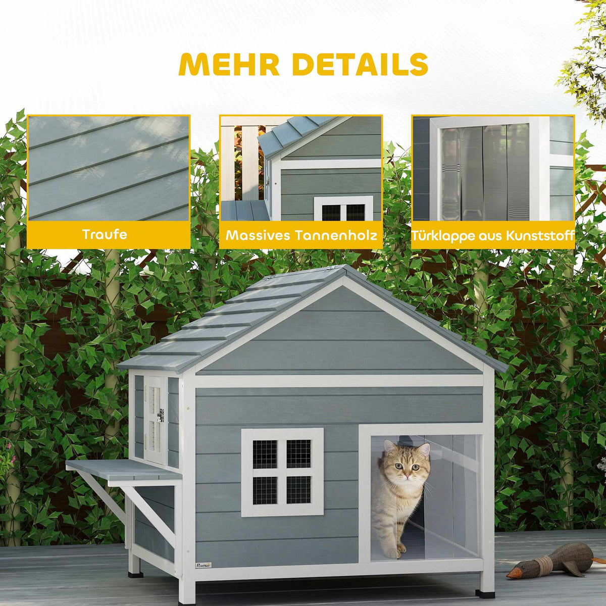 Outdoor Cat House, Elevated Design, Waterproof Roof