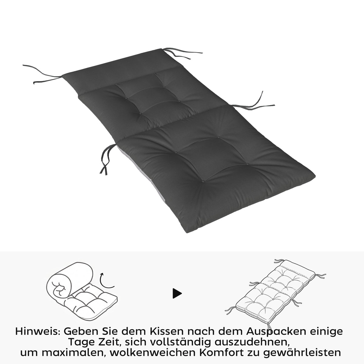 Outdoor Chair Cushion Set, Water-Repellent, Non-Slip, Dark Grey