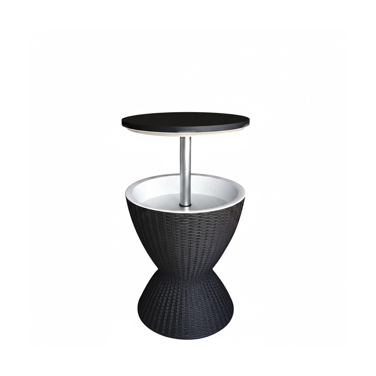Outdoor Cooler Side Table, 30L Rattan, Adjustable Top