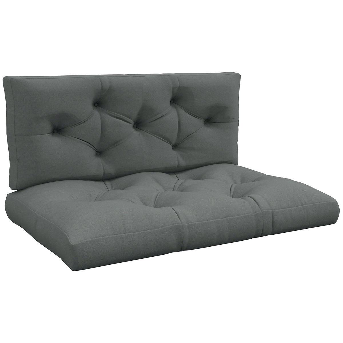 Outdoor Cushion Set, Tufted, 120x80x12 cm, Light Grey