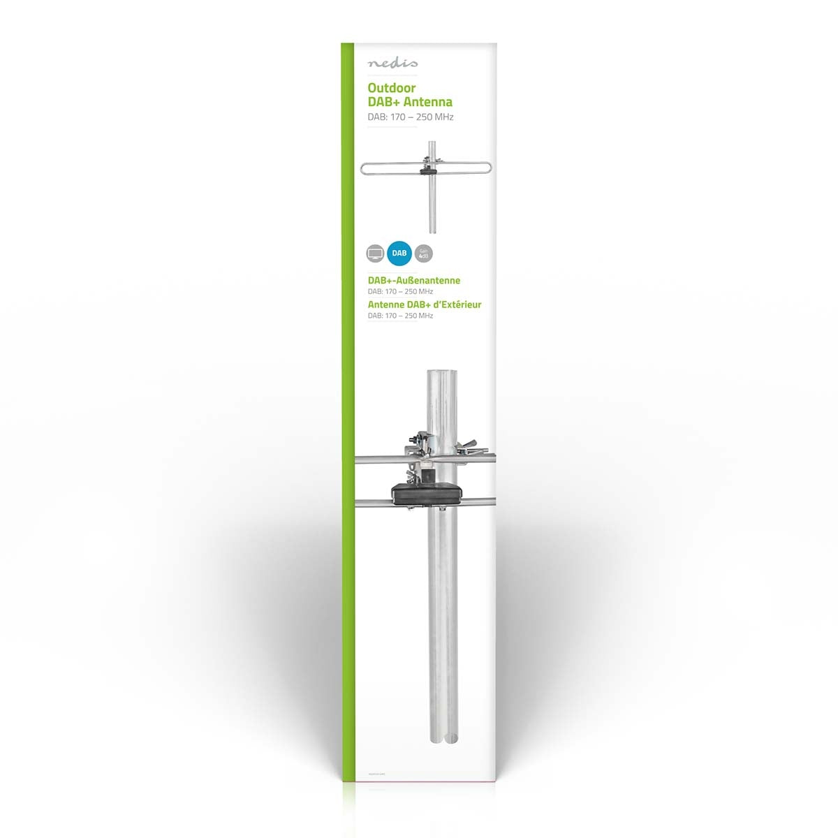 Outdoor DAB + Antenna | Passive | Reception area: 0-50 km | Gain: 4 dB | Aluminum