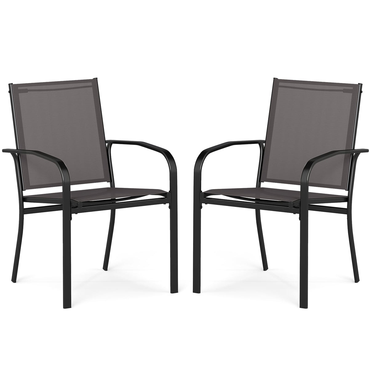 Outdoor Dining Chair Set – Stackable, Breathable Fabric, Gray