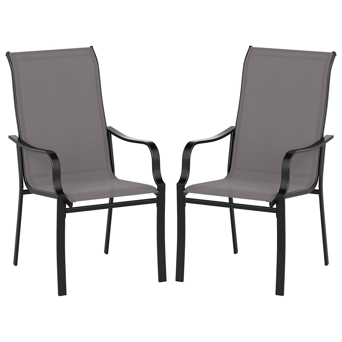 Outdoor Dining Chairs Set, High Back, 150kg Capacity, Grey