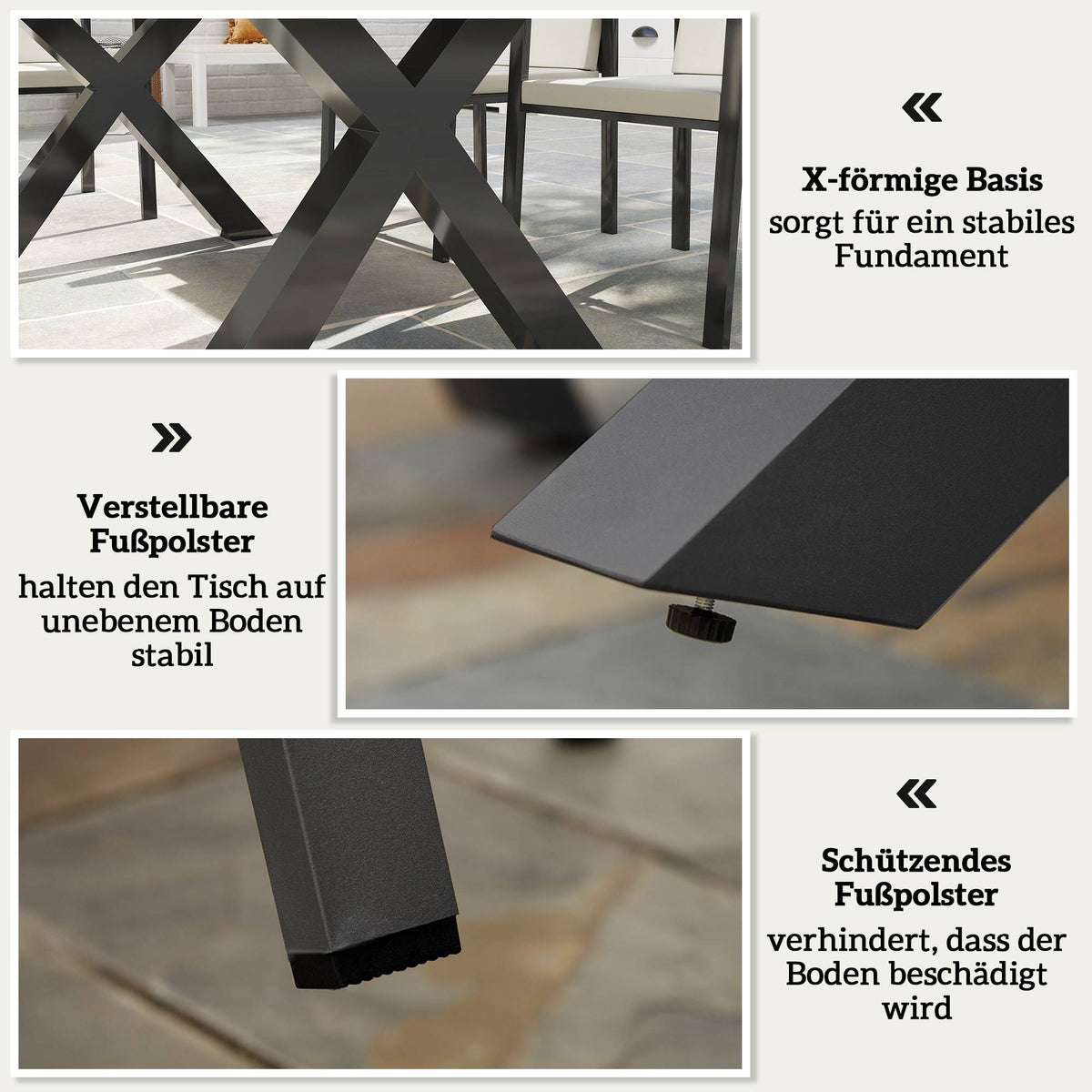 Outdoor Dining Set for 6, Weatherproof, Black/Grey