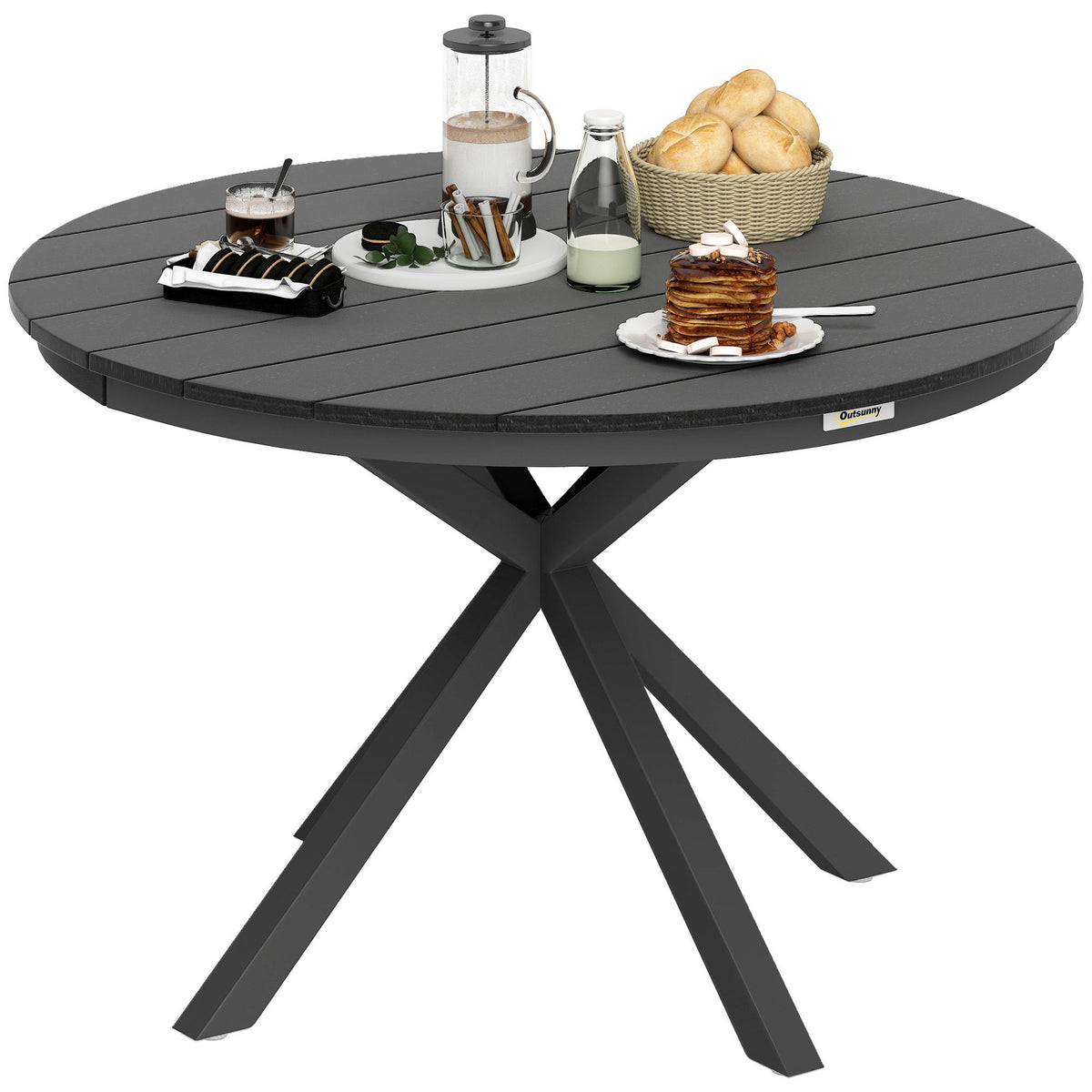 Outdoor Dining Table for 6, Aluminum Frame, Black