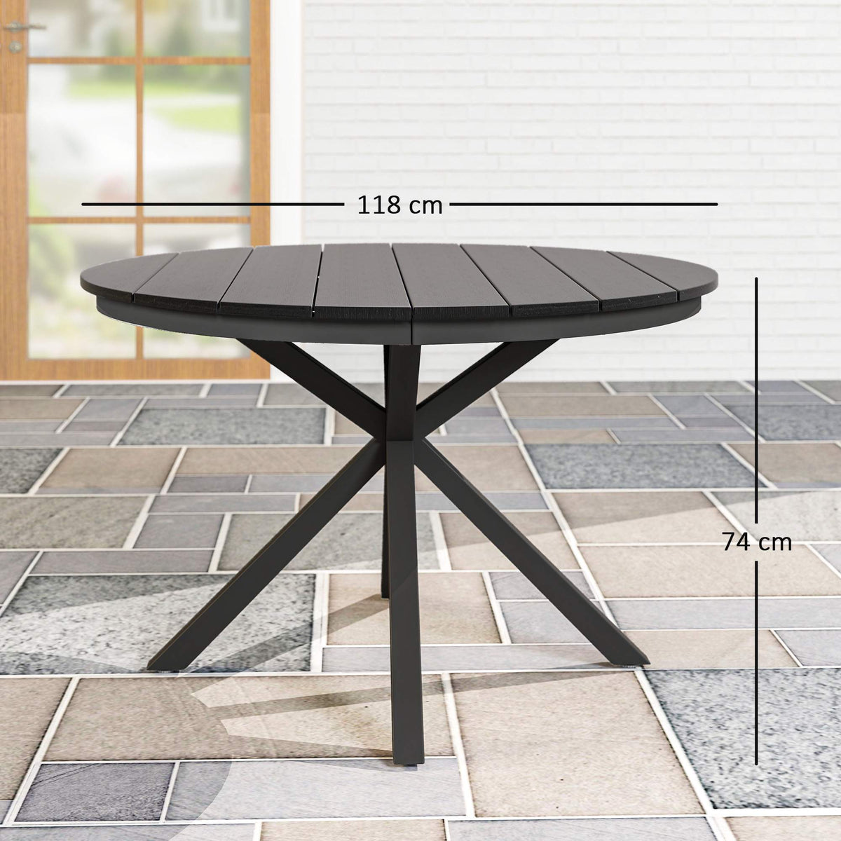 Outdoor Dining Table for 6, Aluminum Frame, Black