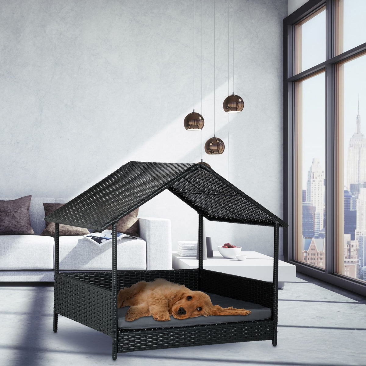 Outdoor Dog Bed with Canopy for Small & Medium Breeds